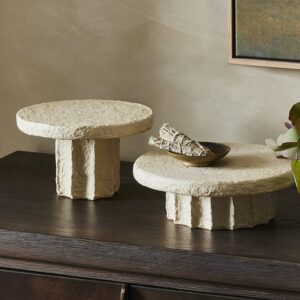 Classic Fluted Paper Mache Pedestal (Set of 2) - Natural
