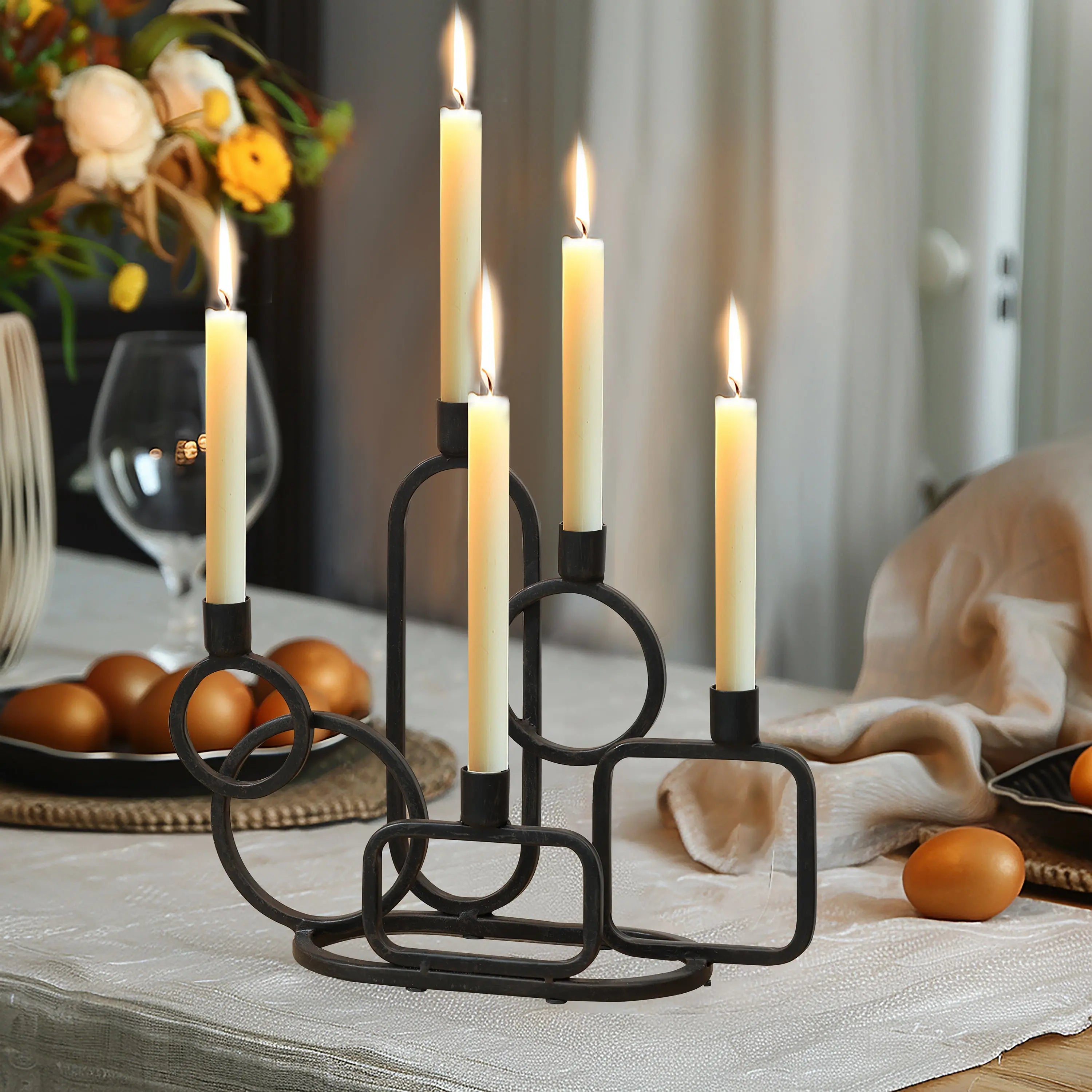 5-Taper black metal candle holder - Image 2