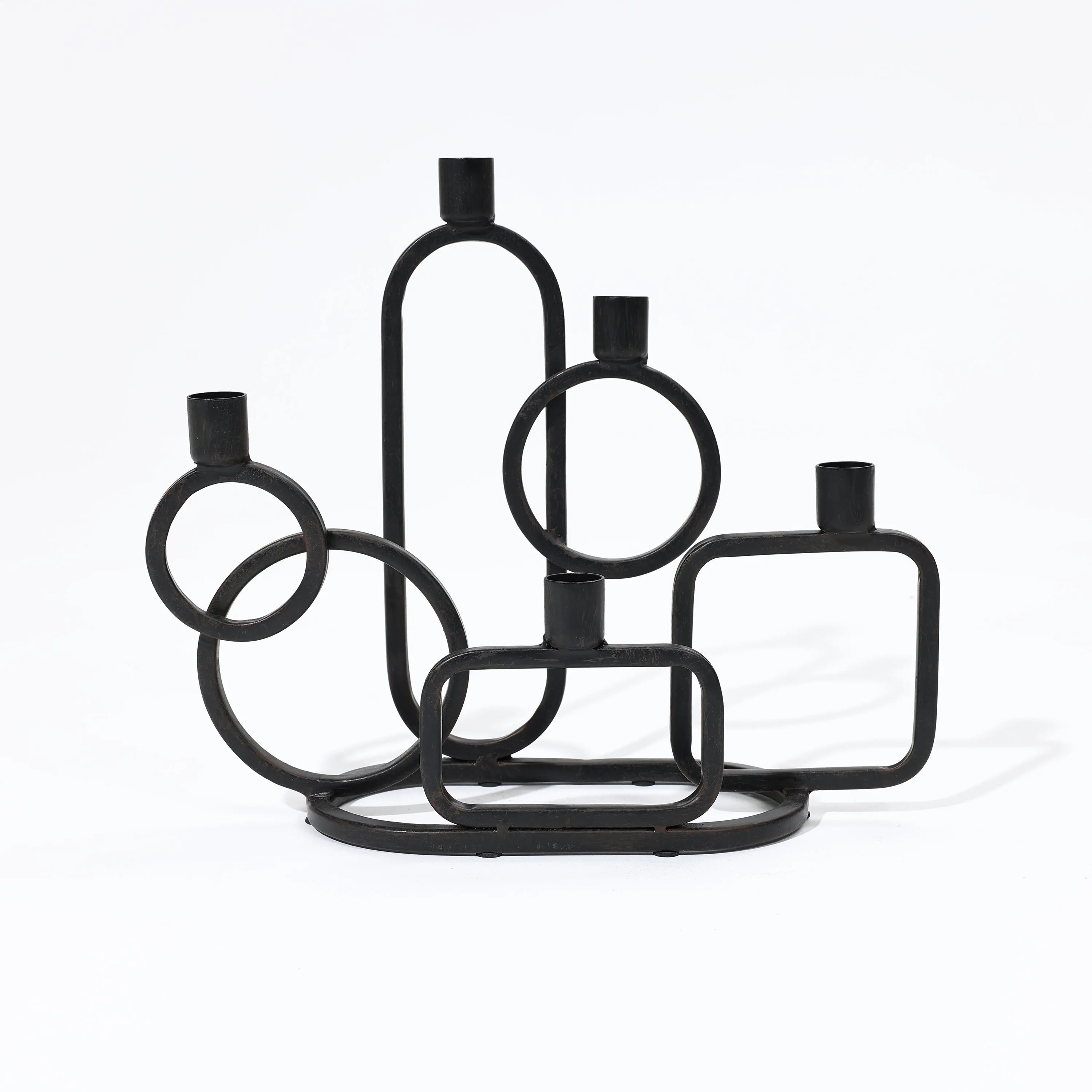 5-Taper black metal candle holder
