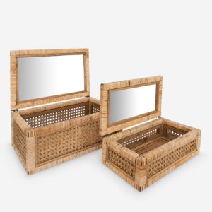 Organic Glass Wood Box (Set of 2) - Natural