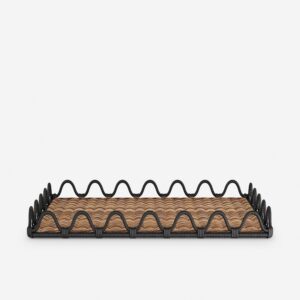 Modern Black Rattan Tray - Natural
