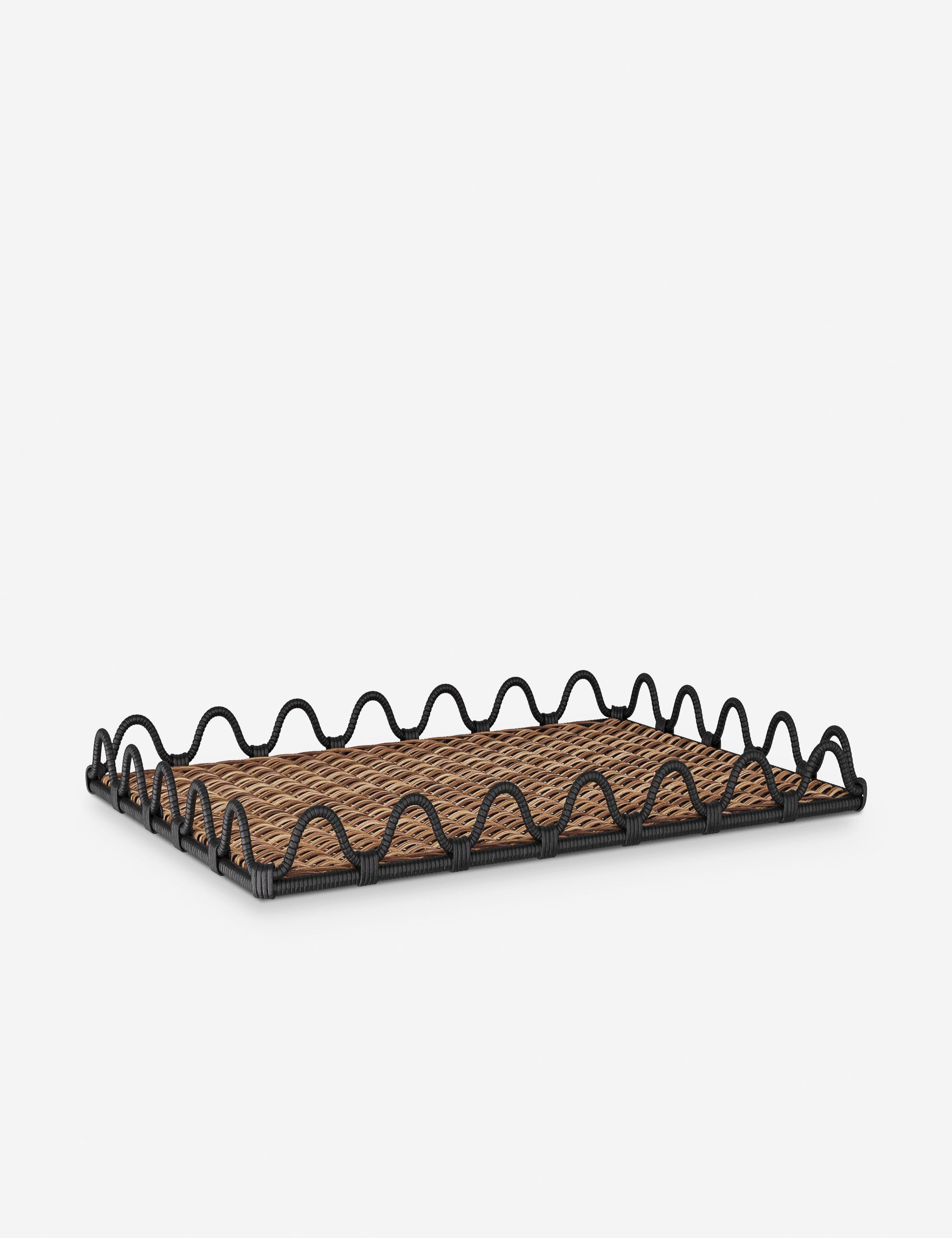 Modern Black Rattan Tray - Natural - Image 2