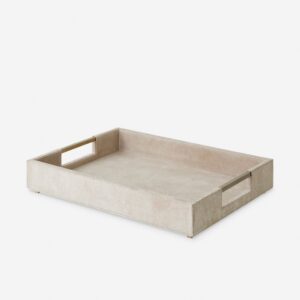 Brass Leather Suede Tray - Parchment