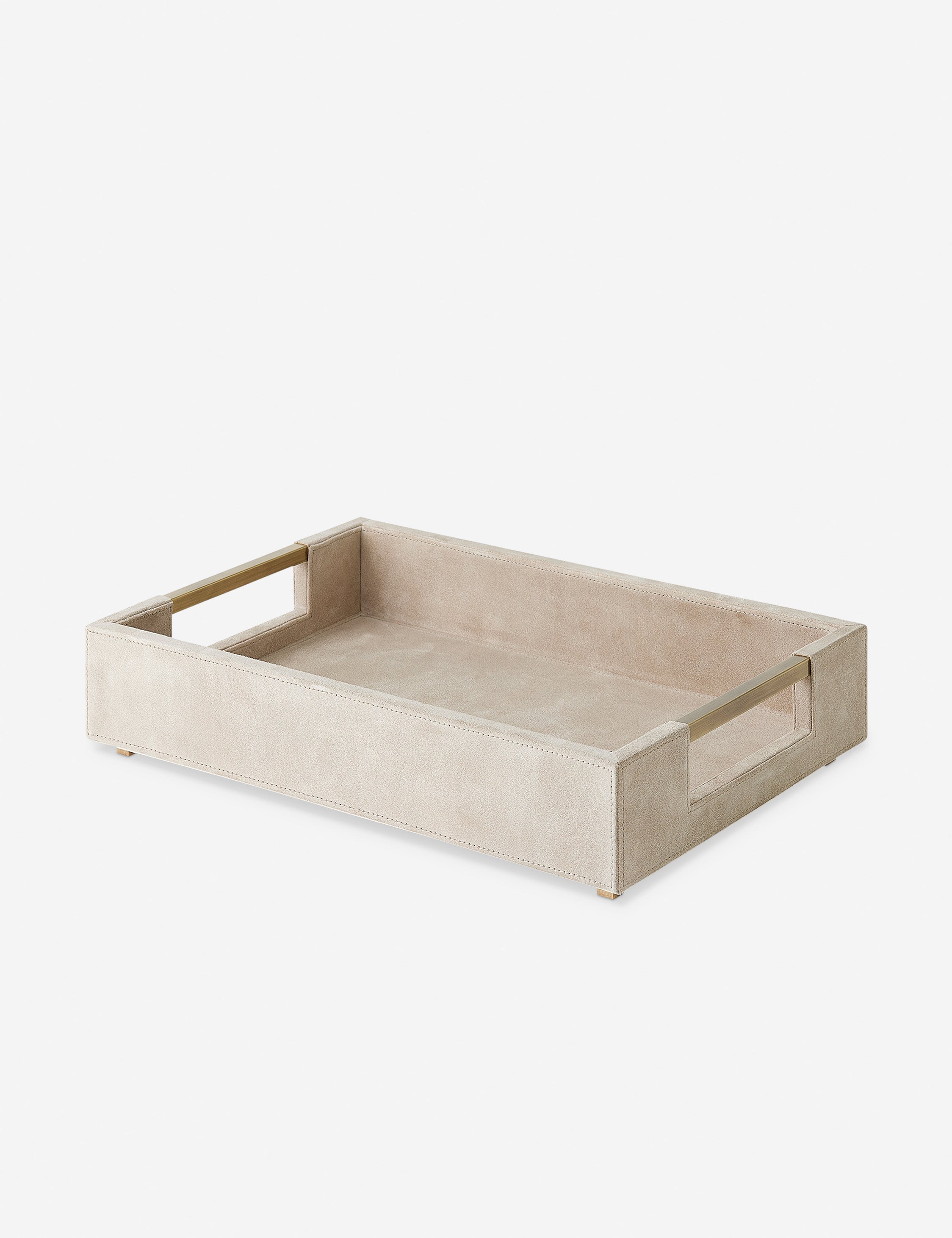 Brass Leather Suede Tray - Parchment - Image 2