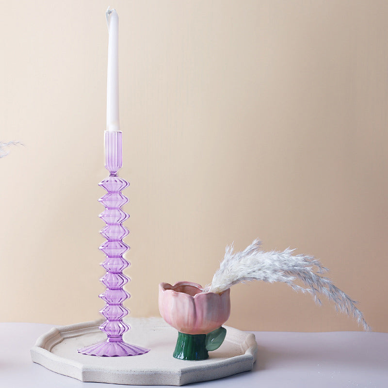 Macaroon Glass Ripple Candle Holders - Image 5