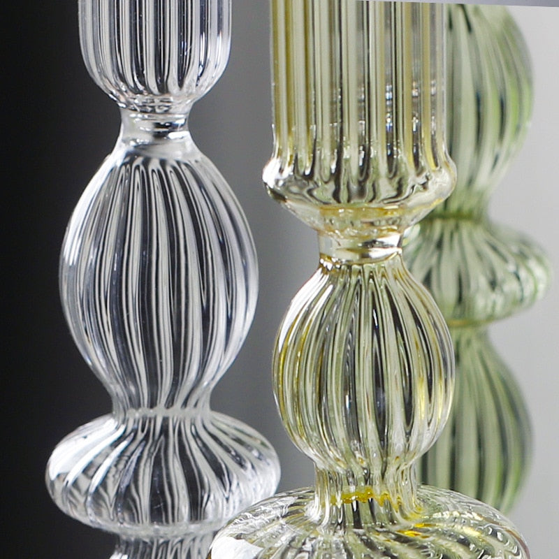Macaroon Glass Ripple Candle Holders - Image 4