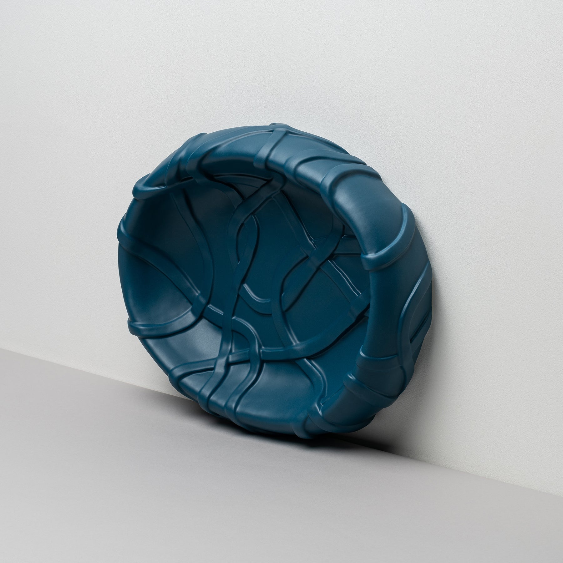 Mallard Blue Serving Platter - Gloss Sculpted Surface - Image 2