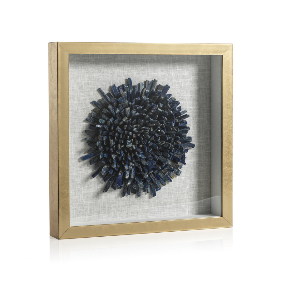 Gold Framed Blue Lapis Flower Wall Art - Image 2