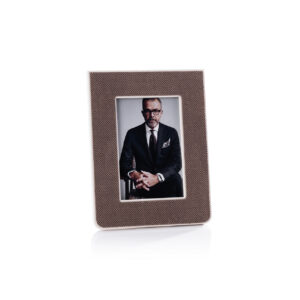 Raffia Over Nappa Cream Photo Frame