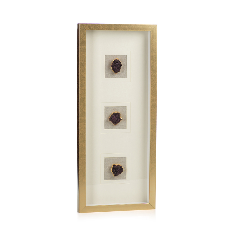 Gold Framed Amethyst Crystal Wall Art